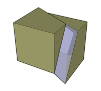 a cube offset and tipped,  for a museum
